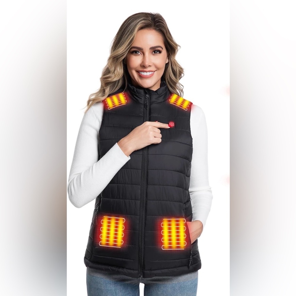 Women’s Lightweight Heated Vest with USB-C Battery, Puffer Style Size XL